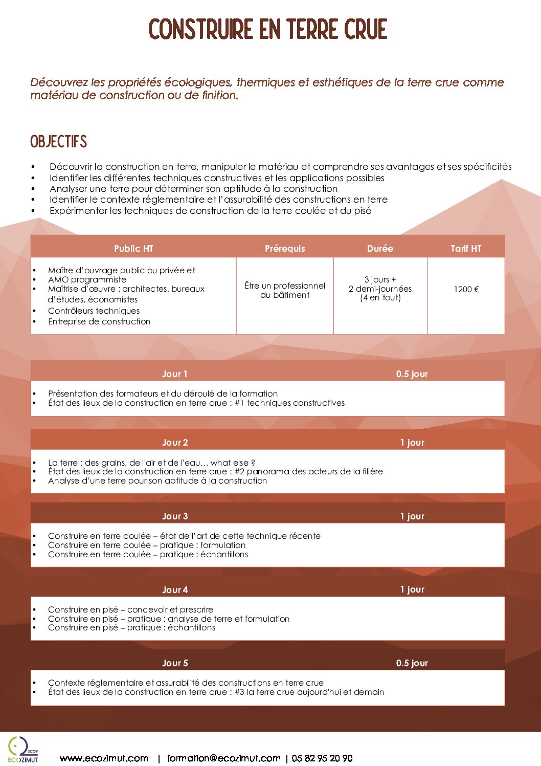 Formation SCOP Ecozimut - La terre crue dans la construction