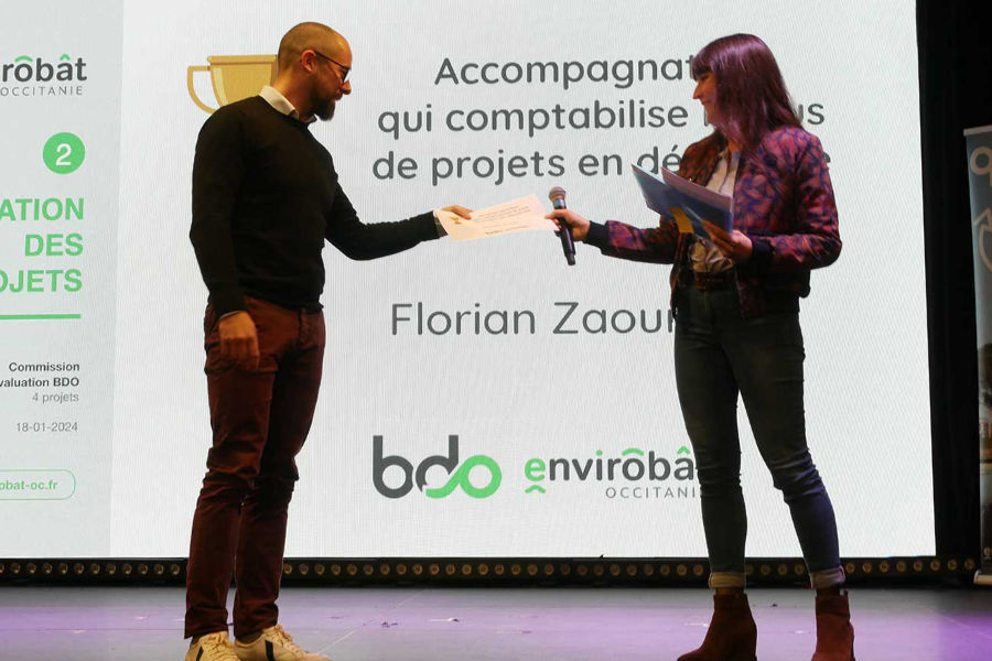Florian Zaour accompagnant qui comptabilise le plus grand nombre de projets BDO 2 - ©Envirobat Occitanie