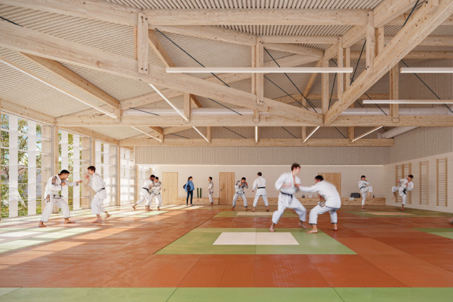 Gymnase Dortis : construction bas carbone et niveau E4C1 à Toulouse